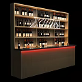 Modern Wine Cabinet Interior Design With Multilayer Shelves Wine Bottles And LED Lighting