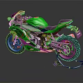 Green Sport Motorcycle With Sleek Design Black Red Accents And Modern Styling