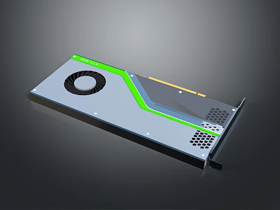 High Performance Computer Graphics Card With Cooling Fan Green Accents Ventilation Holes And Modern Design 3d model