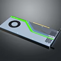 High Performance Computer Graphics Card With Cooling Fan Green Accents Ventilation Holes And Modern Design