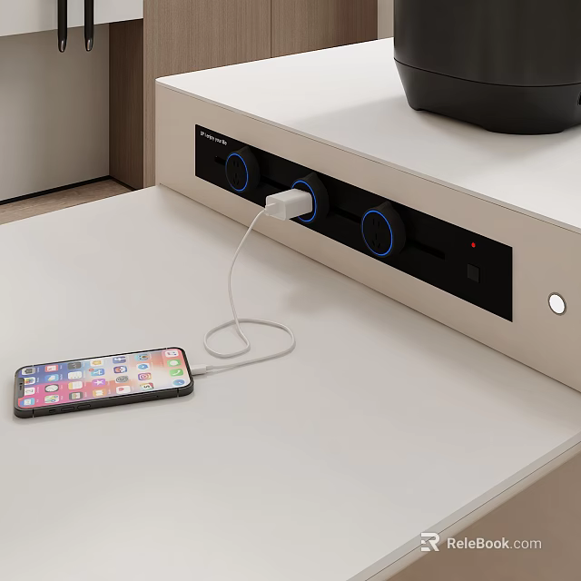 Daily Electrical Appliance With Multiple Sockets White Design Blue Indicator Lights For Phone Charging 3d model 