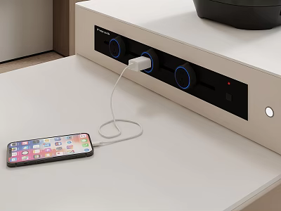 Daily Electrical Appliance With Multiple Sockets White Design Blue Indicator Lights For Phone Charging 3d model