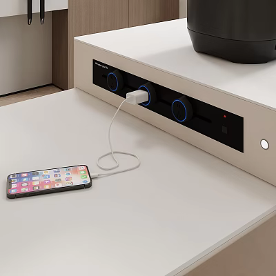 Daily Electrical Appliance With Multiple Sockets White Design Blue Indicator Lights For Phone Charging 3d model