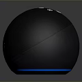Black Spherical Smart Computer Device With Digital Time Display And Blue Light Ring 3d model