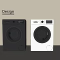 Stylish Modern Design Washing Machines in Black and White with Digital Control Panels