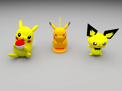 Yellow Cartoon Character Dolls With Red Ball Standing Pose And Black Ears 3d model