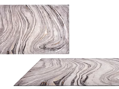 Square Carpet With Modern Marble Pattern And Grey Black Wavy Design 3d model