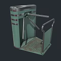 Road Facility Tripod Turnstile With Green Metal Body Silver Top And Pedal Base Handrail