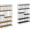 Modern Metal Frame Shelving Unit with Wooden Shelves and Open Storage Design