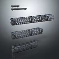 Dark Metallic Chain Jewelry Pieces With Hollow Hexagonal Patterns Various Lengths Arranged Horizontally