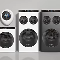 Modern Style Washing Machines In Black And White With Digital Control Panels