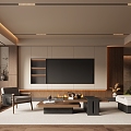 New Chinese style Song style living room TV background wall 3d model