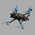 High Performance Quadcopter Drone With Camera Antennas And Blue Propellers 3d model