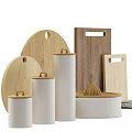 Kitchen Decorative Accessories Set With Wooden Cutting Boards Juicer And Towels