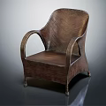 Wooden Textured Leisure Chair With Curved Armrests And Classic Surface Design
