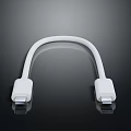 White USB C Cable Featuring Dual USB C Connectors On Smooth Black Reflective Surface 3d model