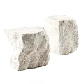 Two White Natural Stone Coffee Tables with Rough Texture and Minimalist Design