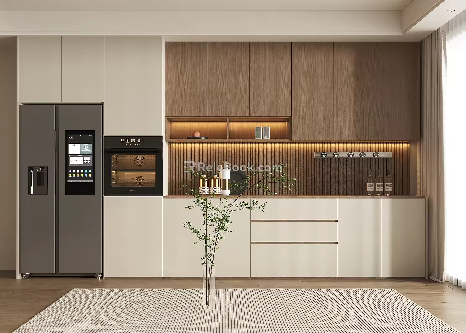 Modern Wine Cabinet Sideboard Decorative Cabinet Semi-open 3d model