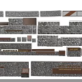 Various Background Wall Design Samples With Stone Wood And Tile Textures 3d model