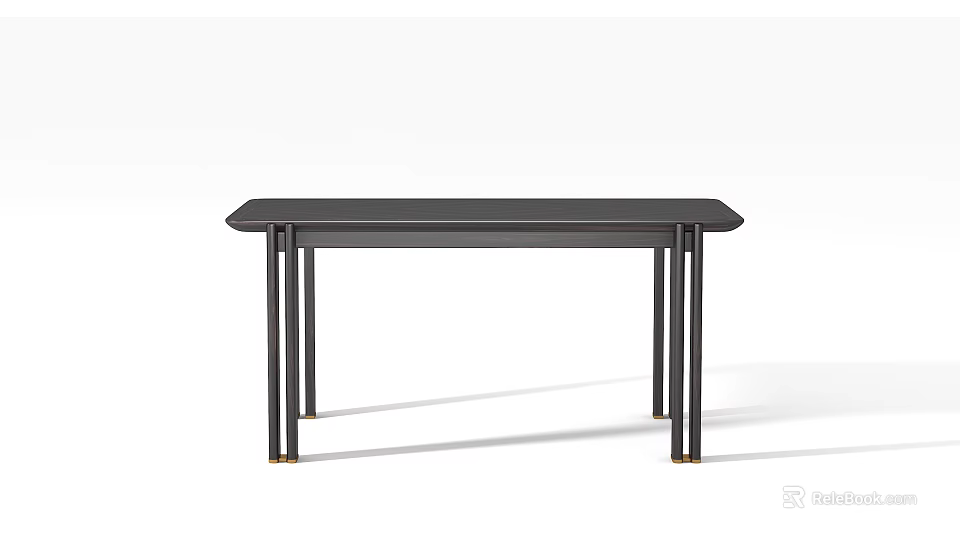 Sleek Modern Dining Table Design With Black Tabletop And Slim Metal Legs 3d model 