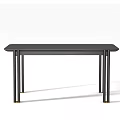 Sleek Modern Dining Table Design With Black Tabletop And Slim Metal Legs