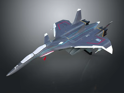 Modern Cosmic Aerospace Craft Featuring Sleek Body Aerodynamic Wings And Red Accents 3d model