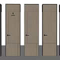 Wooden Hinged Doors With Various Panel Designs And Classic Handles 3d model