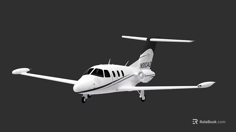 White Private Jet With Single Engine Wing Structure And Landing Gear 3d model 