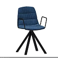 Blue Padded Accent Chair With Modern Design And Black Metal Legs