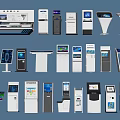 Public Facilities Featuring Various Modern Self Service Kiosks With Touchscreen Displays 3d model