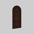 Traditional Wooden Swing Doors With Intricate Carved Patterns And Gold Handles