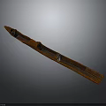 Classic Brown Wooden Long Boat with Traditional Design for Water Transport