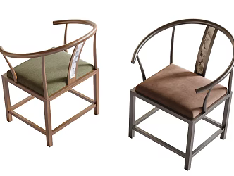 New Chinese Dining Chair Single Chair Leisure Chair 3d model