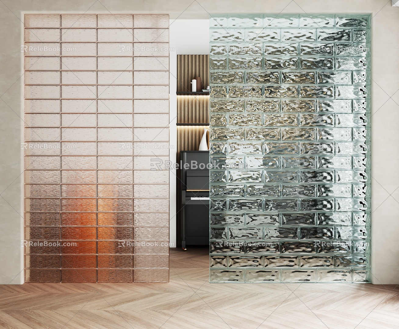 Glass brick partition 3d model