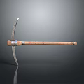Vintage Farm Equipment With Long Wooden Handle And Sharp Metal Blade