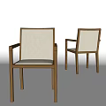 Two Simple Dining Chairs With Wooden Frame And Upholstered Backrest On Light Background 3d model