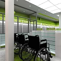 Green And White Specialty Store Interior With Glass Display Cases And Ceiling Lights