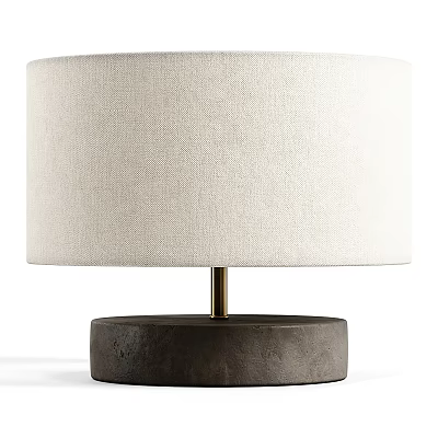 Modern Minimalist Linen Shade Table Lamp With Concrete Base And Brass Rod Design 3d model