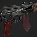 Classic Assault Rifle With Wooden Stock Metal Construction And Detachable Magazine