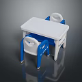 Colorful Children's Table With Blue White Chairs For Kids Playroom Furniture