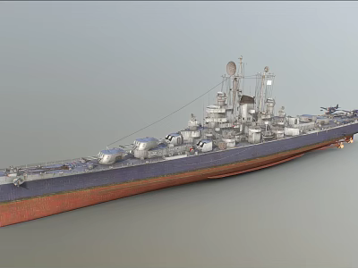 Detailed Military Warship With Upper Structure Radar Antennas And Deck Equipment 3d model