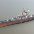 Detailed Military Warship With Upper Structure Radar Antennas And Deck Equipment