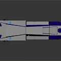 Blue And Gray Armored Tank 3D Model Featuring Multiple Wheels And Top Sensors