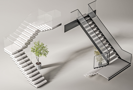 Modern Stair Combination 3d model