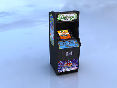 Galaga Vintage Arcade Entertainment Machine with Gameplay Screen Colorful Control Buttons Retro Design 3d model