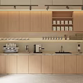 Modern Bar Counter Interior With Wooden Cabinets Coffee Appliances And Sink