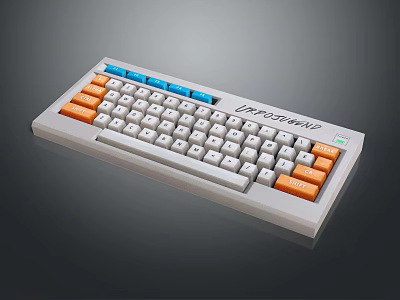 WITFOOWING Computer Keyboard White Design With Orange And Blue Function Keys 3d model