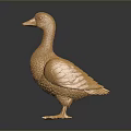 Golden Decorative Duck Figurine With Shiny Metallic Surface And Detailed Feathers
