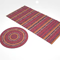 Vibrant Striped Square Rug And Round Accent Rug For Home Decor