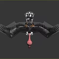 Game Movie Character Black Eagle Spread Wings White Head Feathers Yellow Talons Carrying Pink Object